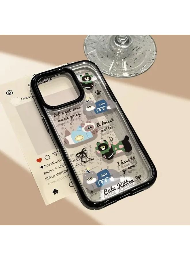 iPhone 12 غطاء واقي شاشة كامل شفاف مع حافة سوداء مضاد للسقوط - Image 5